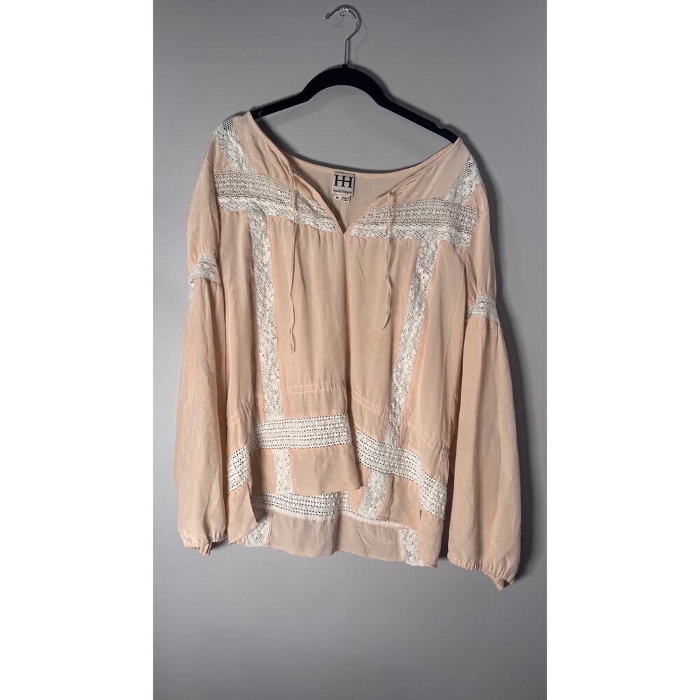 Haute Hippie Peach And Lace Blouse Shirt Size M - Picture 2 of 7